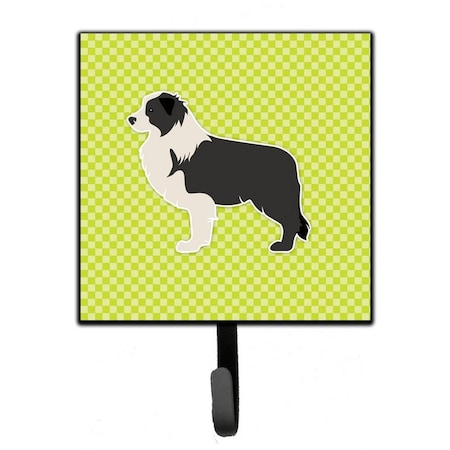 Carolines Treasures Black Border Collie Checkerboard Green Leash or Key Holder BB3823SH4